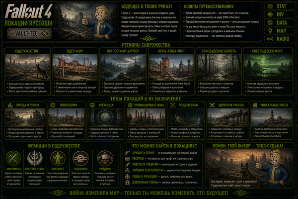 Локации Fallout 4 — города, поселения, убежища и места Содружества