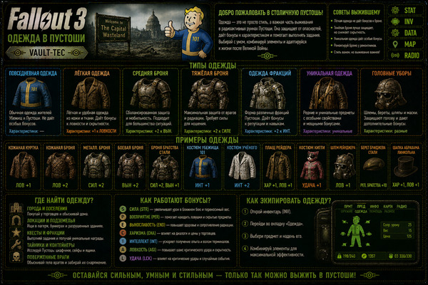 Одежда Fallout 3 — костюмы, экипировка и внешний вид героя