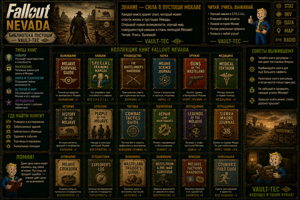 Книги Fallout Nevada — учебники навыков, бонусы и развитие персонажа