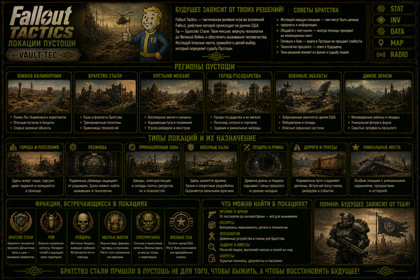 Локации Fallout Tactics — базы, миссии, города и зоны операций