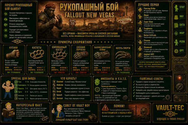 Без оружия Fallout New Vegas — рукопашный бой, кастеты, перки и прокачка