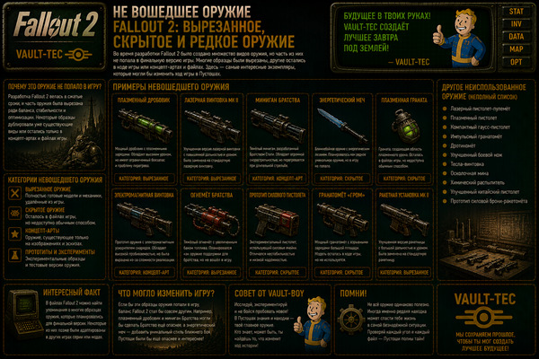 Не вошедшее оружие Fallout 2 — вырезанное, скрытое и редкое оружие
