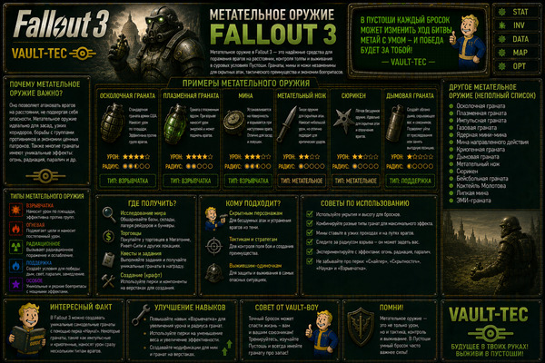 Метательное оружие Fallout 3 — гранаты, мины и тактика боя