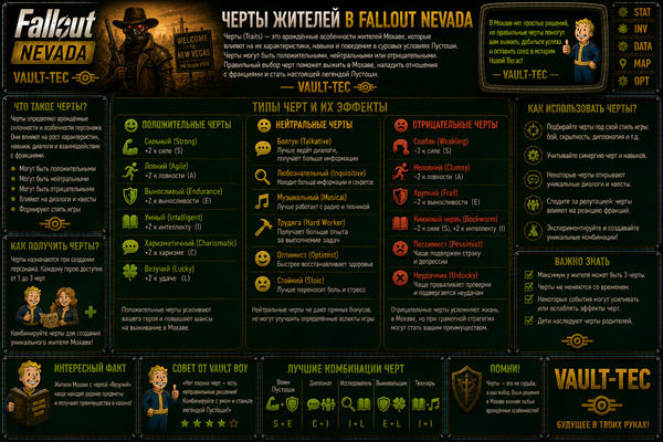 Способности персонажа Fallout Nevada — перки, бонусы и развитие героя