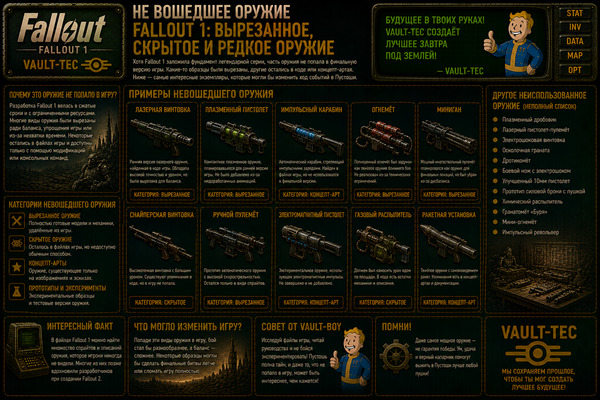Не вошедшее оружие Fallout 1 — вырезанное, редкое и неиспользованное оружие