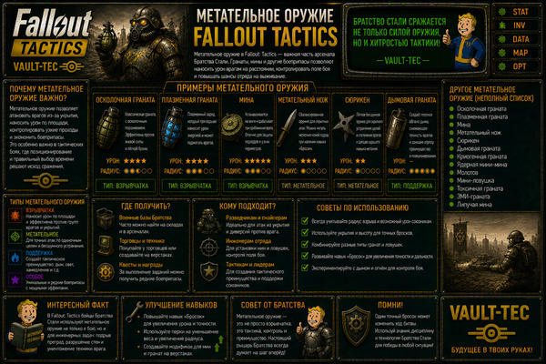 Метательное оружие Fallout Tactics — гранаты, мины и тактика боя