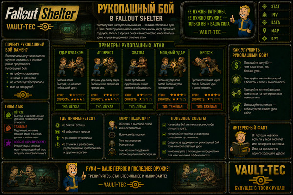 Без оружия Fallout Shelter — рукопашный бой, жители и выживание