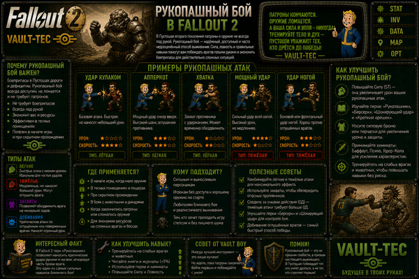 Без оружия Fallout 2 — рукопашный бой, кастеты и прокачка бойца