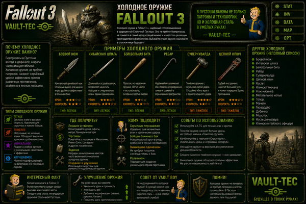 Холодное оружие Fallout 3 — ножи, кувалды, дубинки и ближний бой
