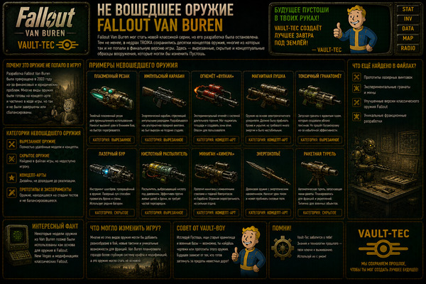Не вошедшее оружие Fallout Van Buren — вырезанное и скрытое оружие