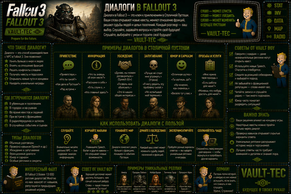 Диалоги Fallout 3 — реплики, проверки навыков и варианты ответов