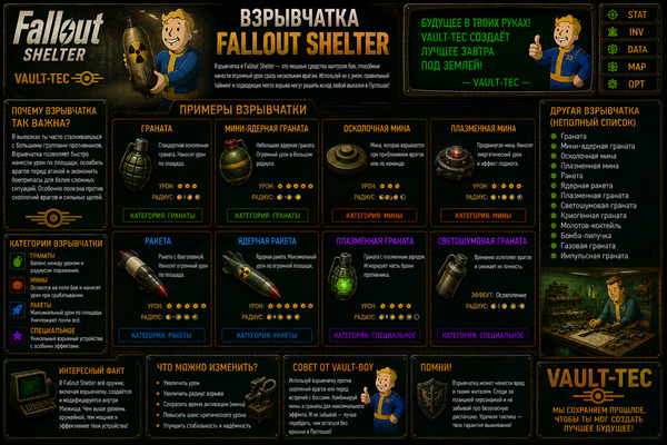 Взрывчатка Fallout Shelter — взрывное оружие, урон и бой жителей