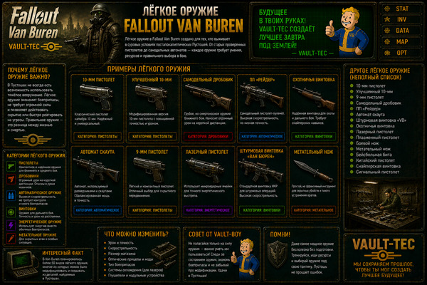 Легкое оружие Fallout Van Buren — пистолеты, винтовки, дробовики и Small Guns