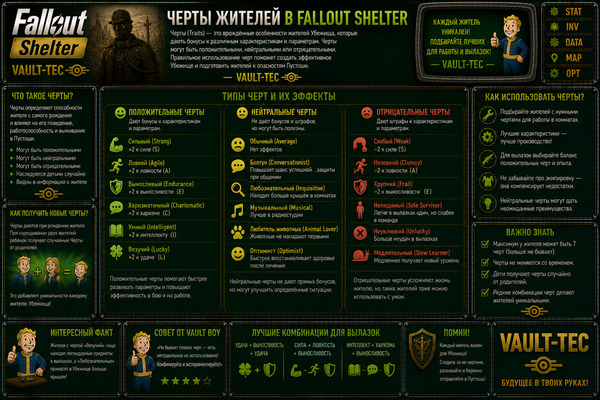 Способности персонажа Fallout Shelter — SPECIAL, бонусы и развитие жителей