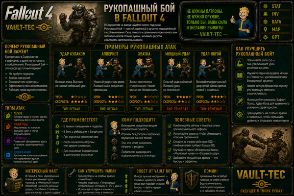 Без оружия Fallout 4 — рукопашный бой, кастеты, перки и прокачка