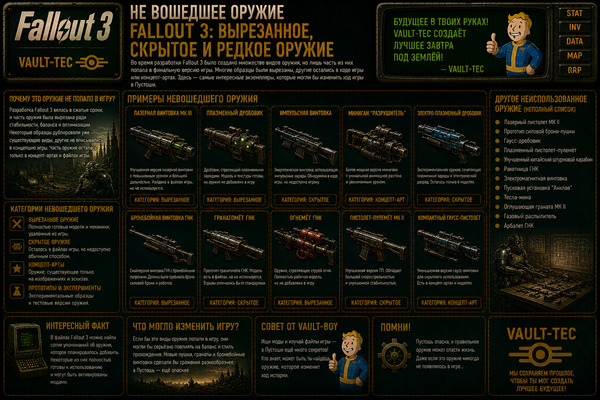 Не вошедшее оружие Fallout 3 — вырезанное, скрытое и редкое оружие