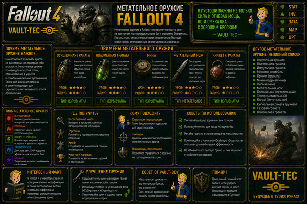Метательное оружие Fallout 4 — гранаты, мины, коктейли и тактика боя