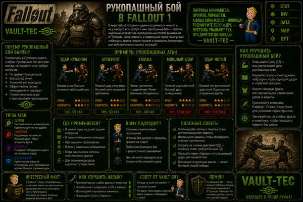 Без оружия Fallout 1 — рукопашный бой, удары и прокачка бойца