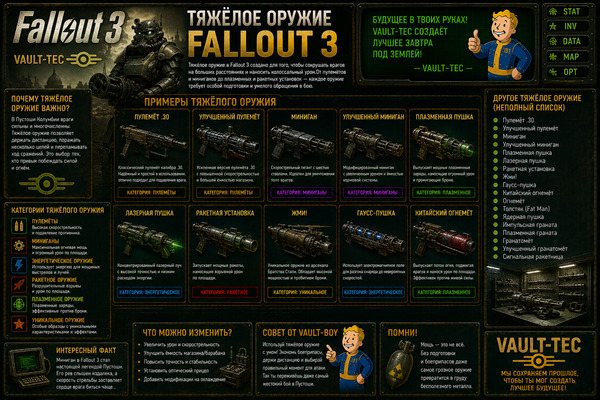 Тяжелое оружие Fallout 3 — миниган, ракетница, огнемёт и Big Guns