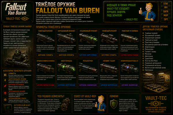 Тяжелое оружие Fallout Van Buren — миниганы, ракетницы и Big Guns