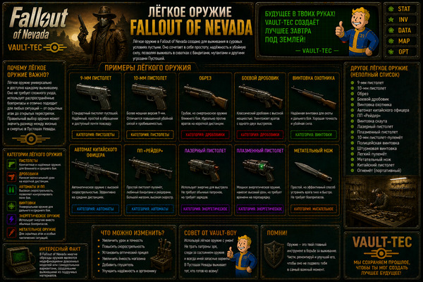 Легкое оружие Fallout Nevada — пистолеты, винтовки, дробовики и Small Guns