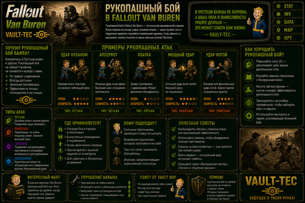 Без оружия Fallout Van Buren — рукопашный бой, кастеты и прокачка