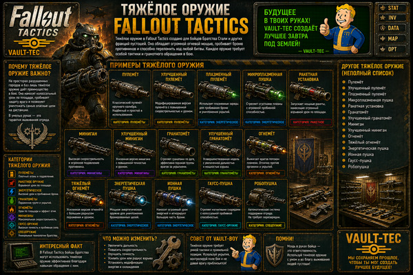 Тяжелое оружие Fallout Tactics — миниганы, ракетницы, огнемёты и Big Guns