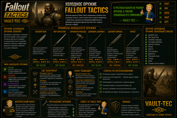 Холодное оружие Fallout Tactics — ножи, кувалды, копья и ближний бой