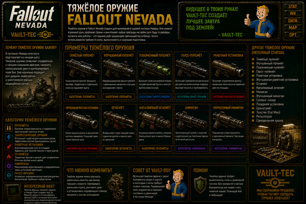Тяжелое оружие Fallout Nevada — миниганы, ракетницы, огнемёты и Big Guns