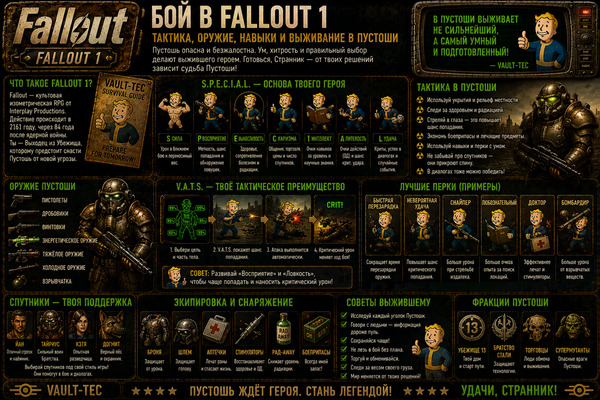 Бой Fallout 1 — тактика, оружие, навыки и выживание в пустоши