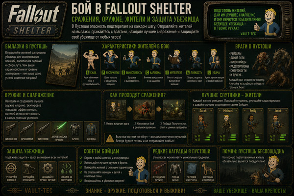 Бой Fallout Shelter — сражения, оружие, жители и защита убежища