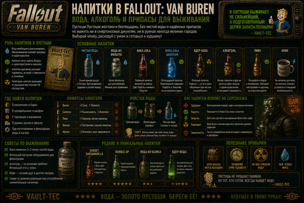 Напитки Fallout Van Buren — вода, алкоголь, припасы и выживание