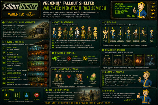 Убежища Fallout Shelter — Vault-Tec, жители и развитие убежища