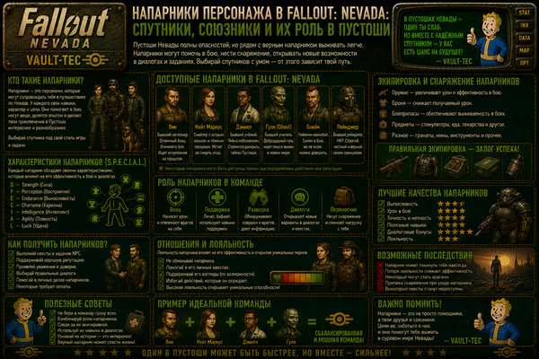 Напарники персонажа Fallout Nevada — спутники, союзники и команда героя