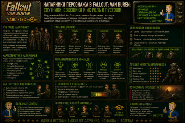 Напарники персонажа Fallout Van Buren — спутники, союзники и команда героя