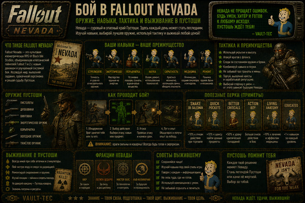 Бой Fallout Nevada — оружие, навыки, тактика и выживание в пустоши