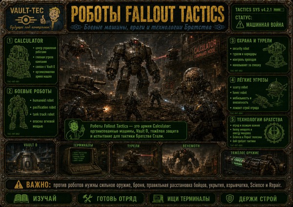 Роботы Fallout Tactics — боевые машины, враги и технологии Братства