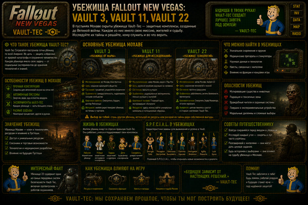 Убежища Fallout New Vegas — Vault 3, Vault 11, Vault 22 и тайны Мохаве