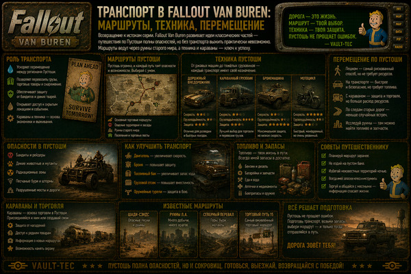 Транспорт Fallout Van Buren — маршруты, техника и перемещение по пустоши