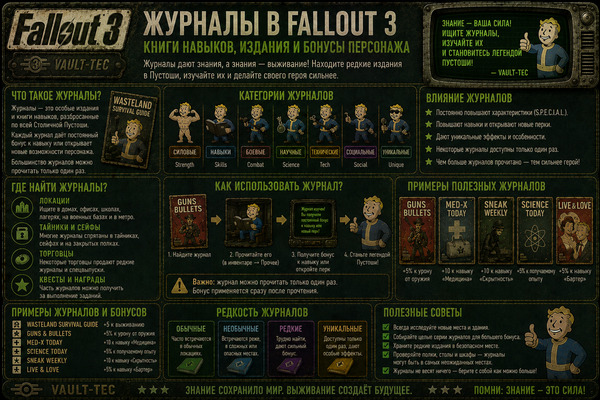 Журналы Fallout 3 — книги навыков, издания и бонусы персонажа