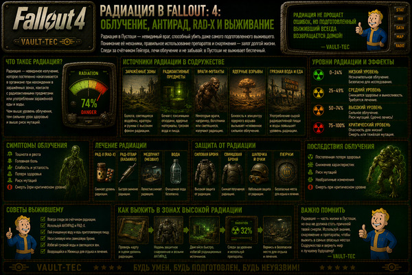 Радиация Fallout 4 — облучение, антирад, Рад-Х и выживание