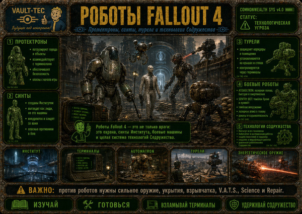 Роботы Fallout 4 — протектроны, синты, турели и технологии Содружества