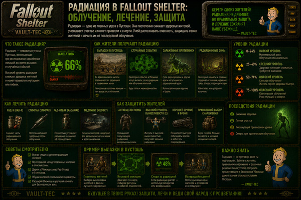 Радиация Fallout Shelter — облучение, лечение и защита жителей