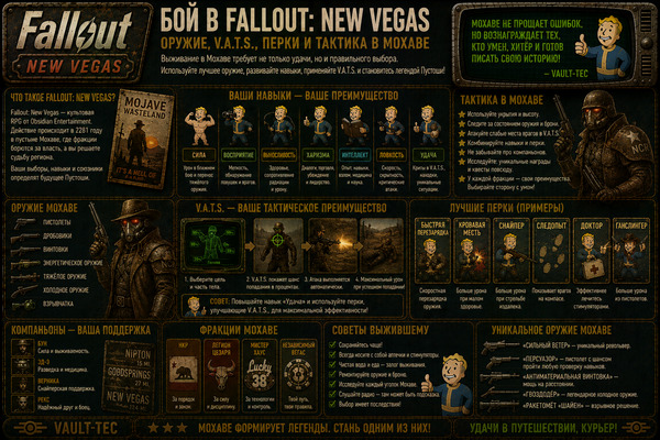 Бой Fallout New Vegas — оружие, V.A.T.S., перки и тактика Мохаве