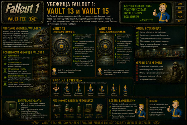 Убежища Fallout 1 — Vault 13, Vault 15 и тайны довоенных экспериментов