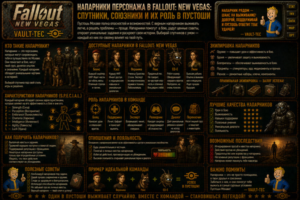 Напарники персонажа Fallout New Vegas — спутники, союзники и команда Курьера