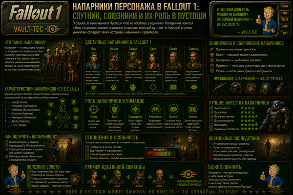 Напарники персонажа Fallout 1 — спутники, союзники и помощь в пустоши