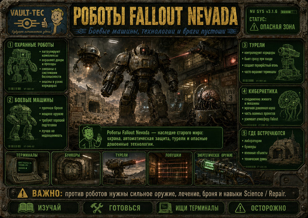 Роботы Fallout Nevada — боевые машины, технологии и враги пустоши