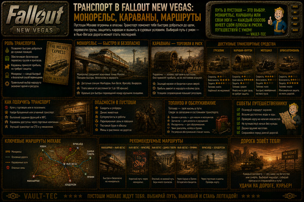 Транспорт Fallout New Vegas — монорельс, караваны и маршруты Мохаве