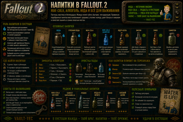 Напитки Fallout 2 — Нука-Кола, алкоголь, вода и выживание